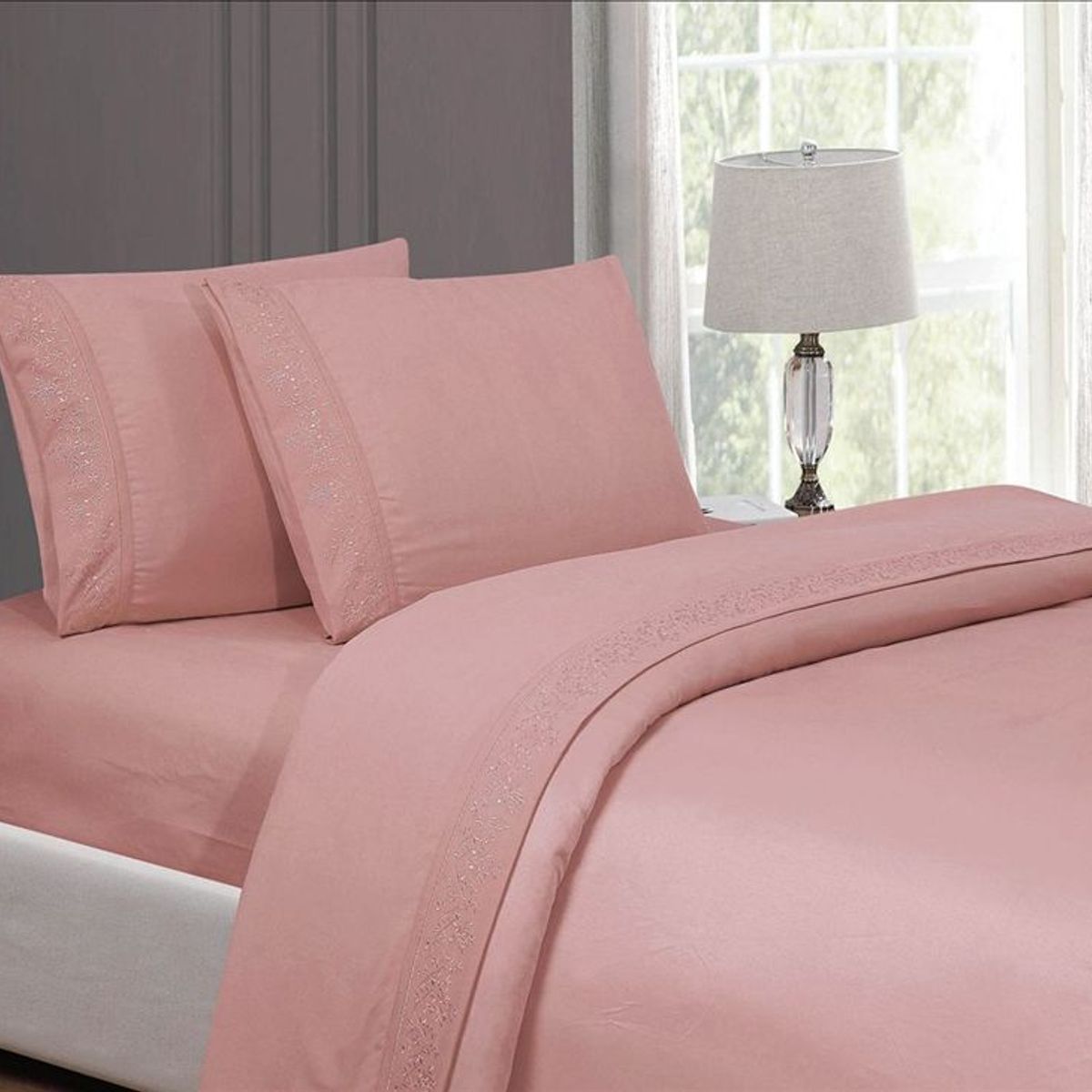 CASATEX - Juego de sabanas 2 plz 100% algodón con bordado