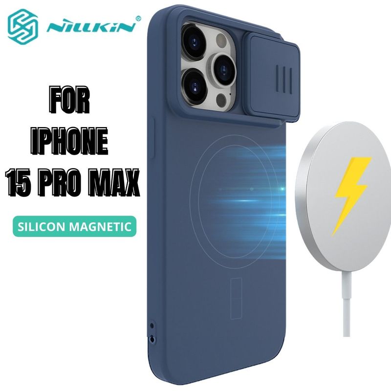 NILLKIN - Case Nillkin Silicone Blue - iPhone 15 Pro Max (MagSafe)
