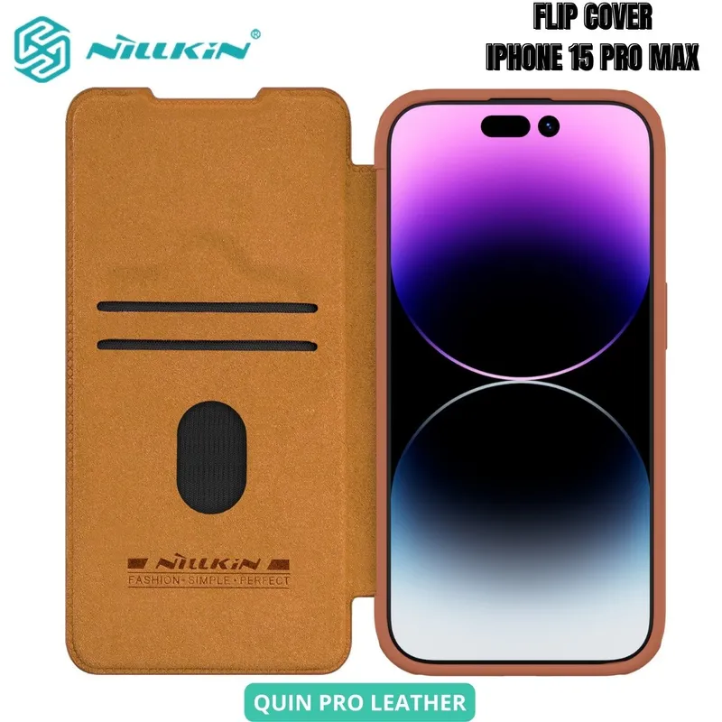 NILLKIN - Case Nillkin Qin Leather Brown - iPhone 15 Pro Max