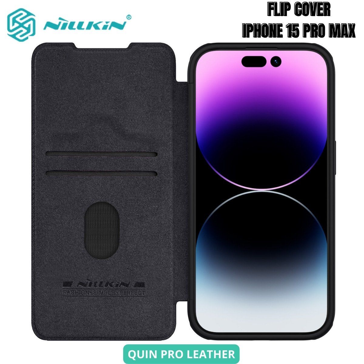 NILLKIN - Case Nillkin Qin Leather Black - iPhone 15 Pro Max