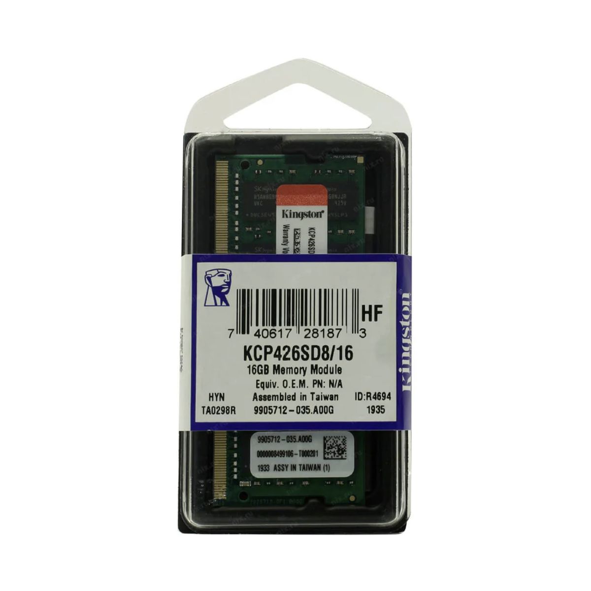 KINGSTON - MEMORIA RAM KINGSTON SODIMM 16GB DDR4-2666MHZ SODIMM P/N: KCP426SD8/16