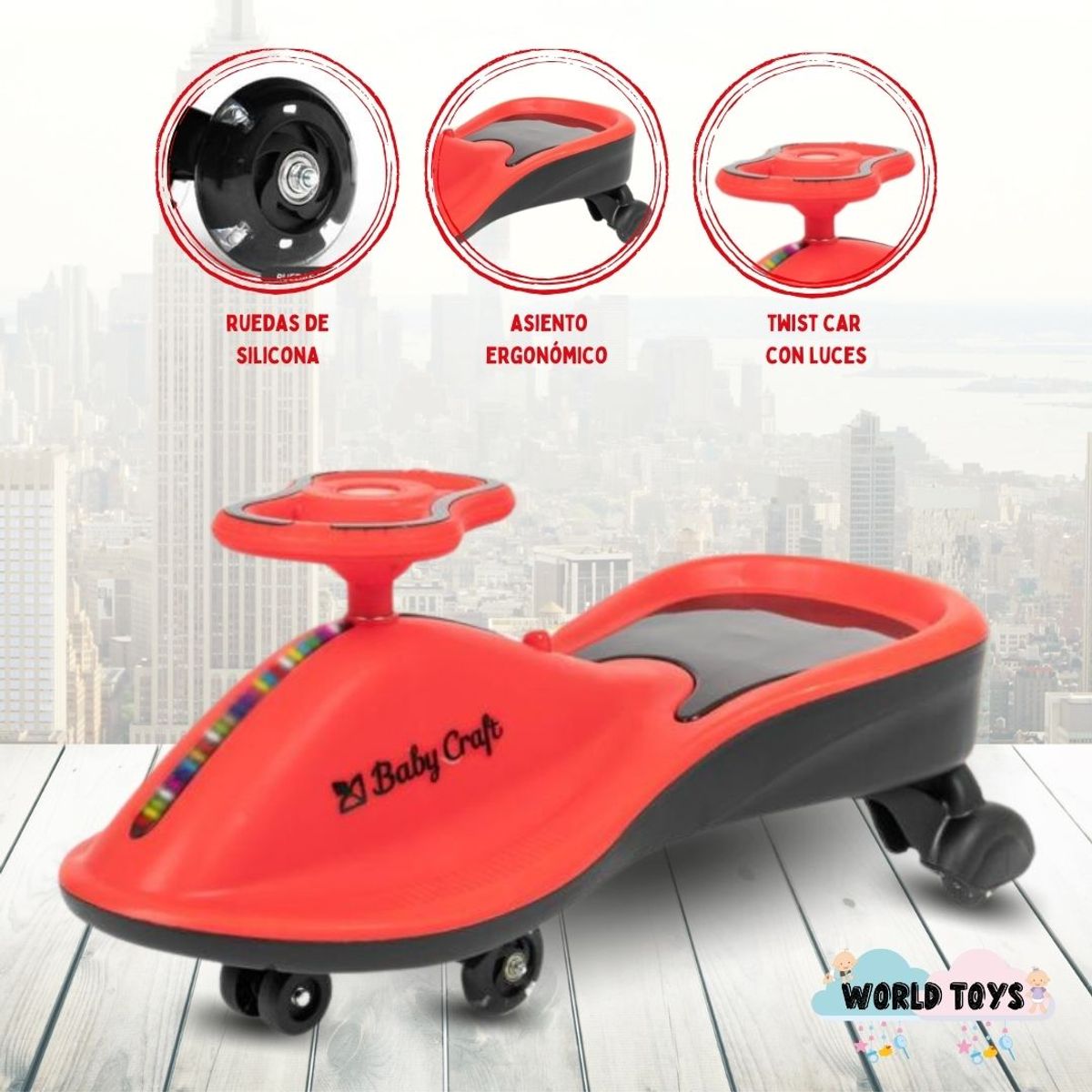 BABY HAPPY - Correpasillo Guiador Baby Craft «TWIST CAR» Red