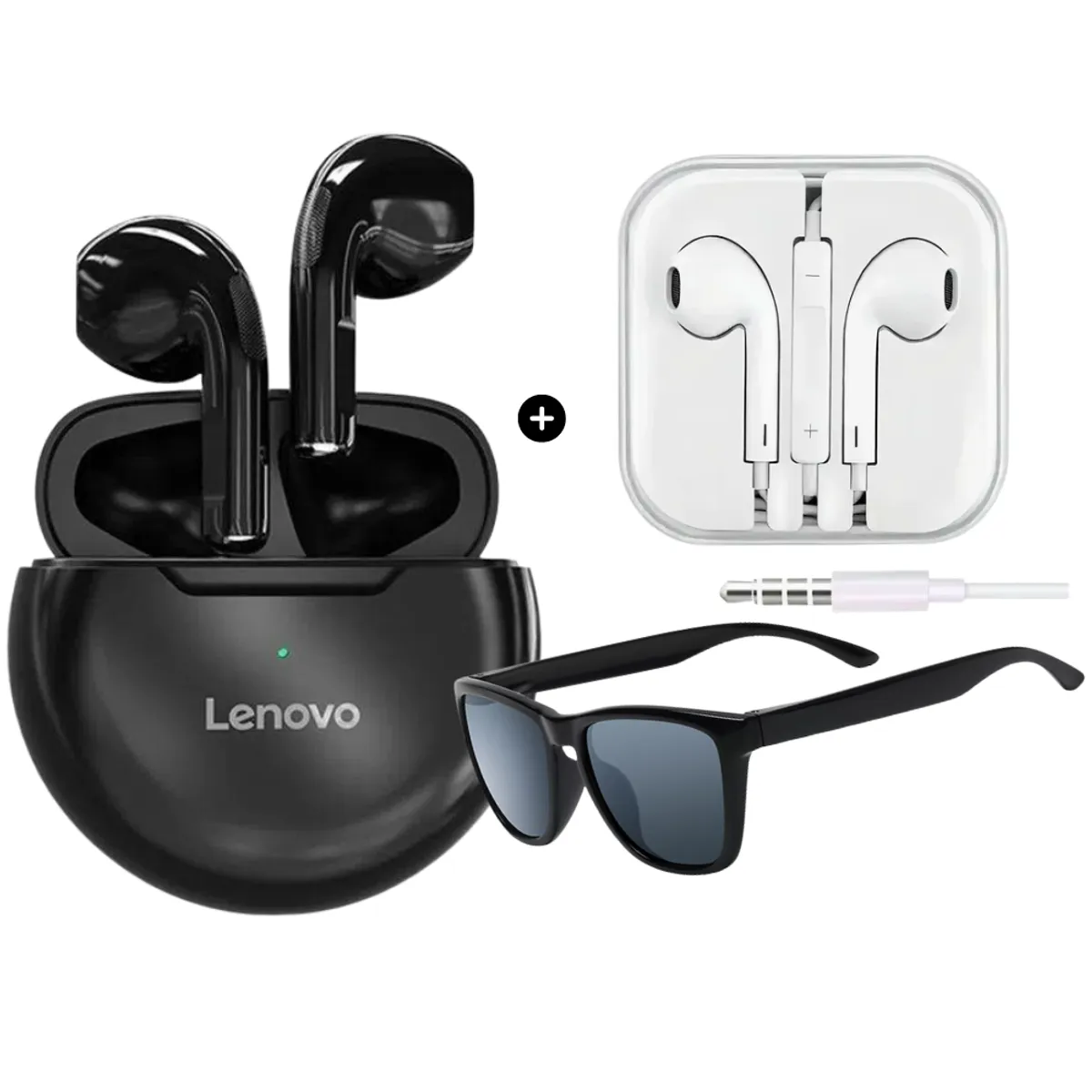 LENOVO - Audifonos Bluetooth Lenovo HT38  Lentes de Sol  Audifonos con cable regalo