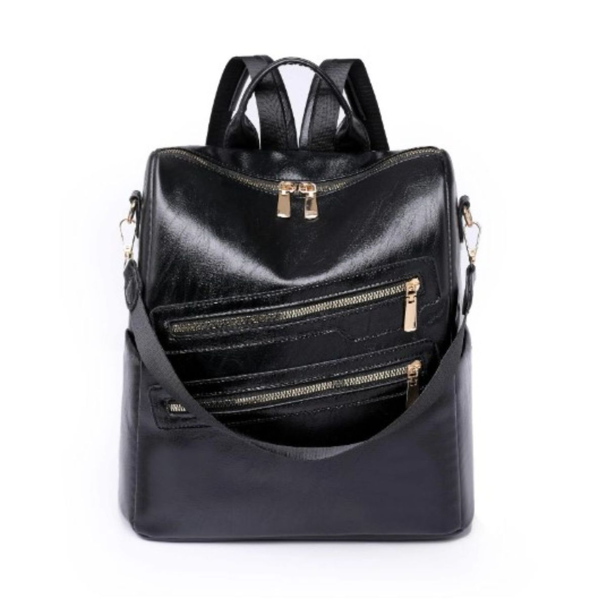 GENERICO - Mochila Cuero Impermeable Calidad Multifuncion Cartera Bolso  Negro