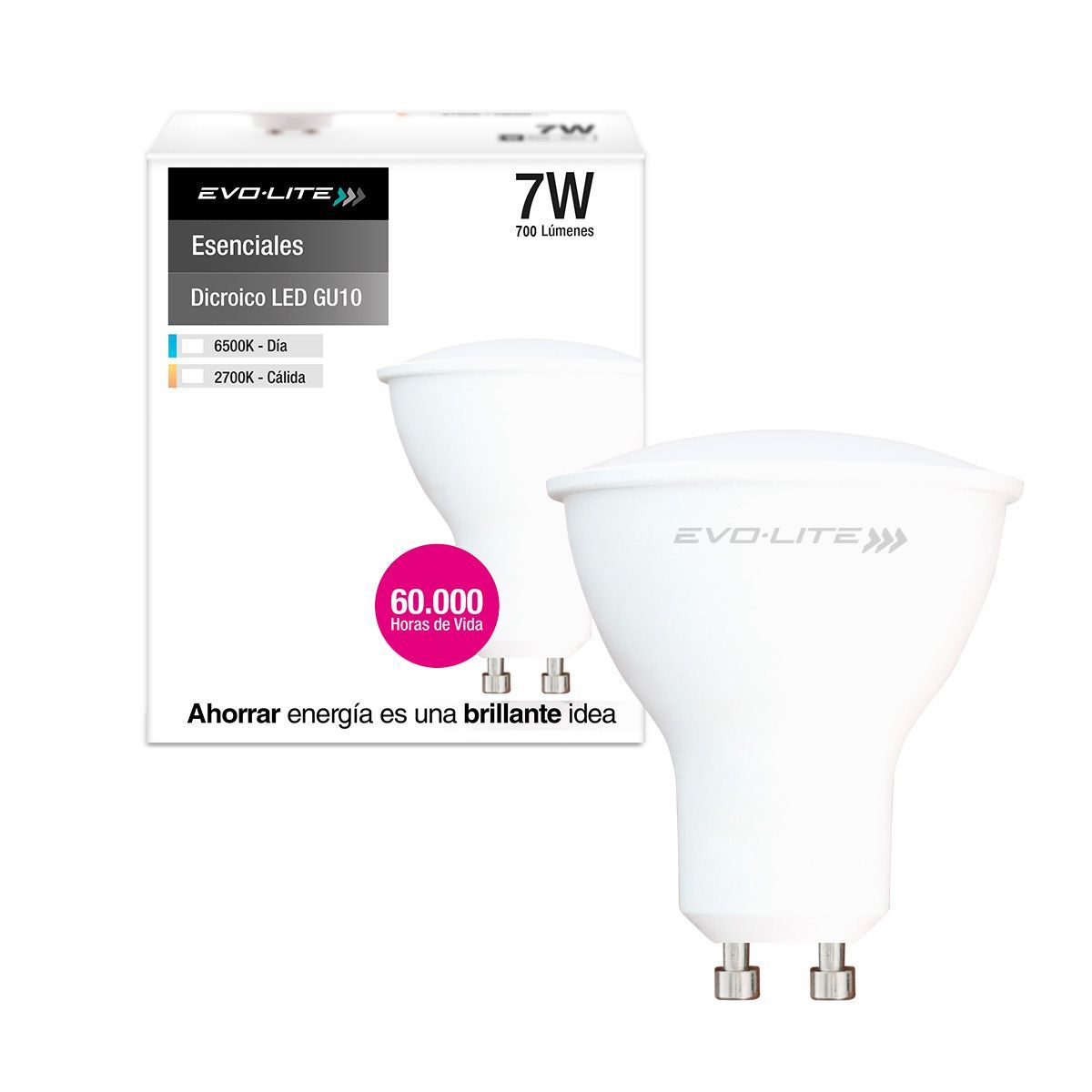EVOLITE - Dicroico led evolite 7w GU10 policarbonato DIA