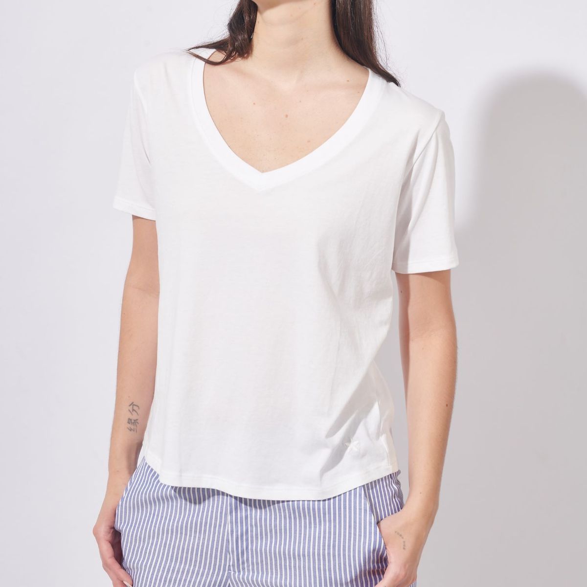 GELSOMINO - POLO ALGODÓN PIMA BLANCO CUELLO V