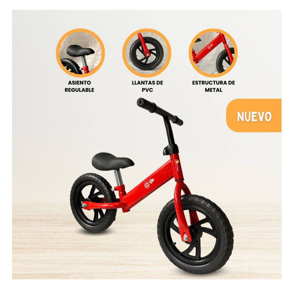 CUZKA - Bicicleta de Equilibrio Aro 12 PVC - Rojo
