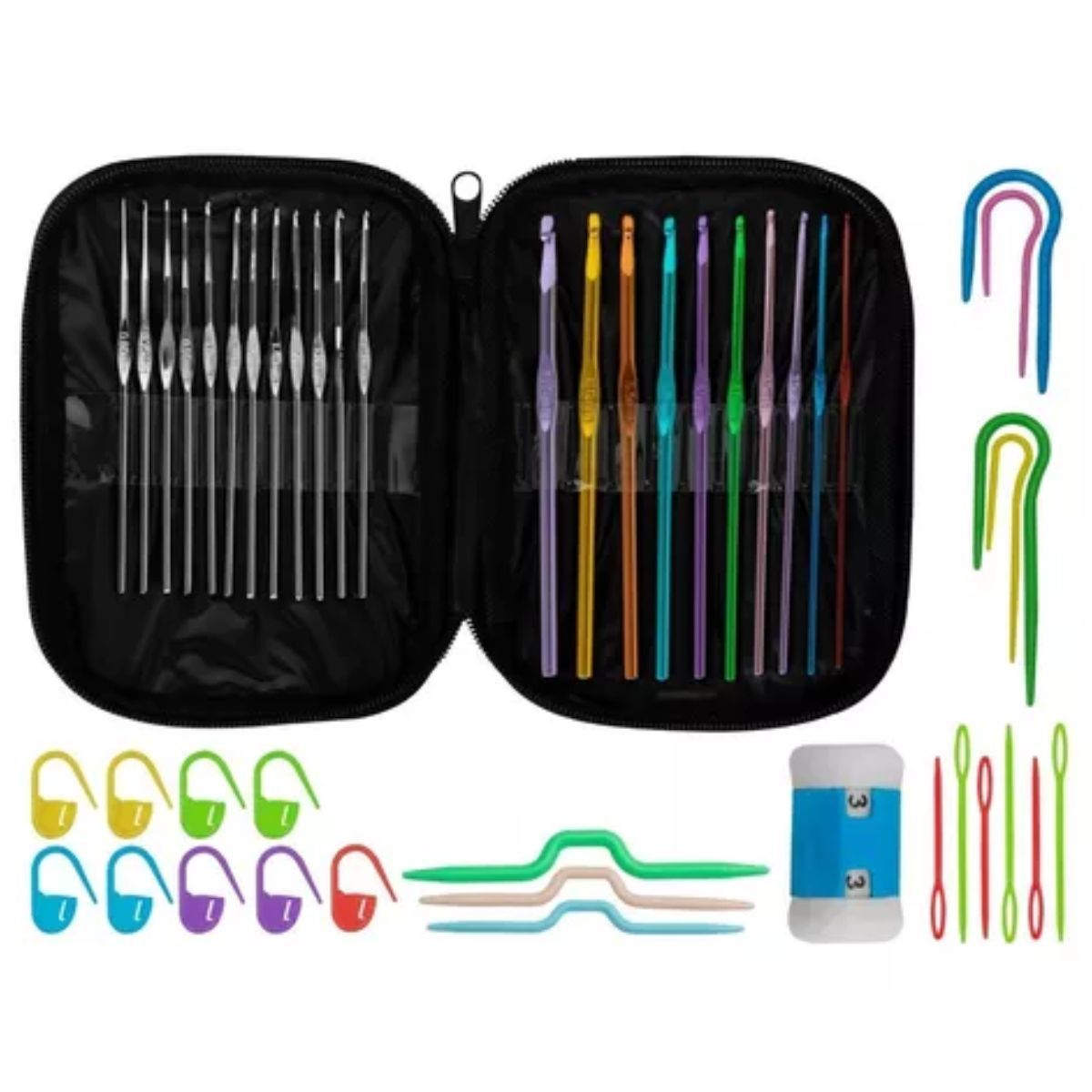 GENERICO - Kit Set Crochet Agujas De Acero De Tejer Accesorios Estuche