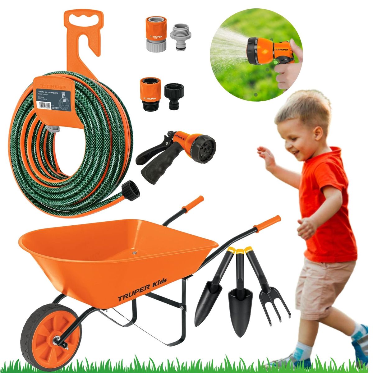 TRUPER - Combo juguete kids, herramientas jardín para niños 7 piezas