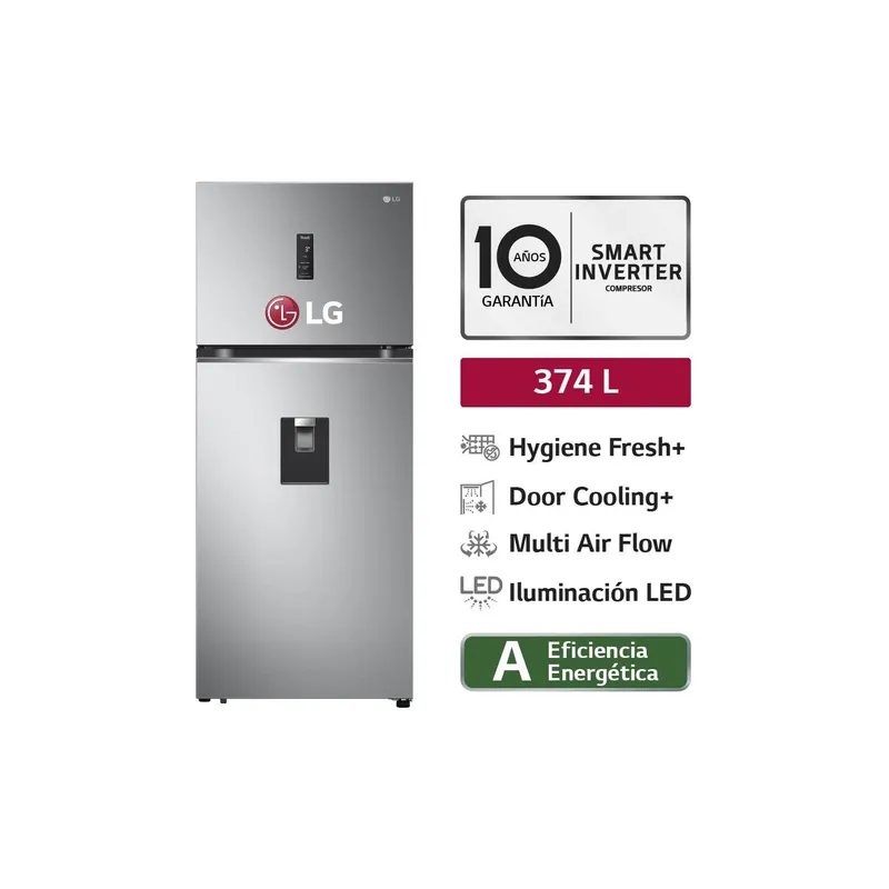 LG - Refrigeradora LG GT37SGP 374L Top Freezer Door Cooling  Plateada