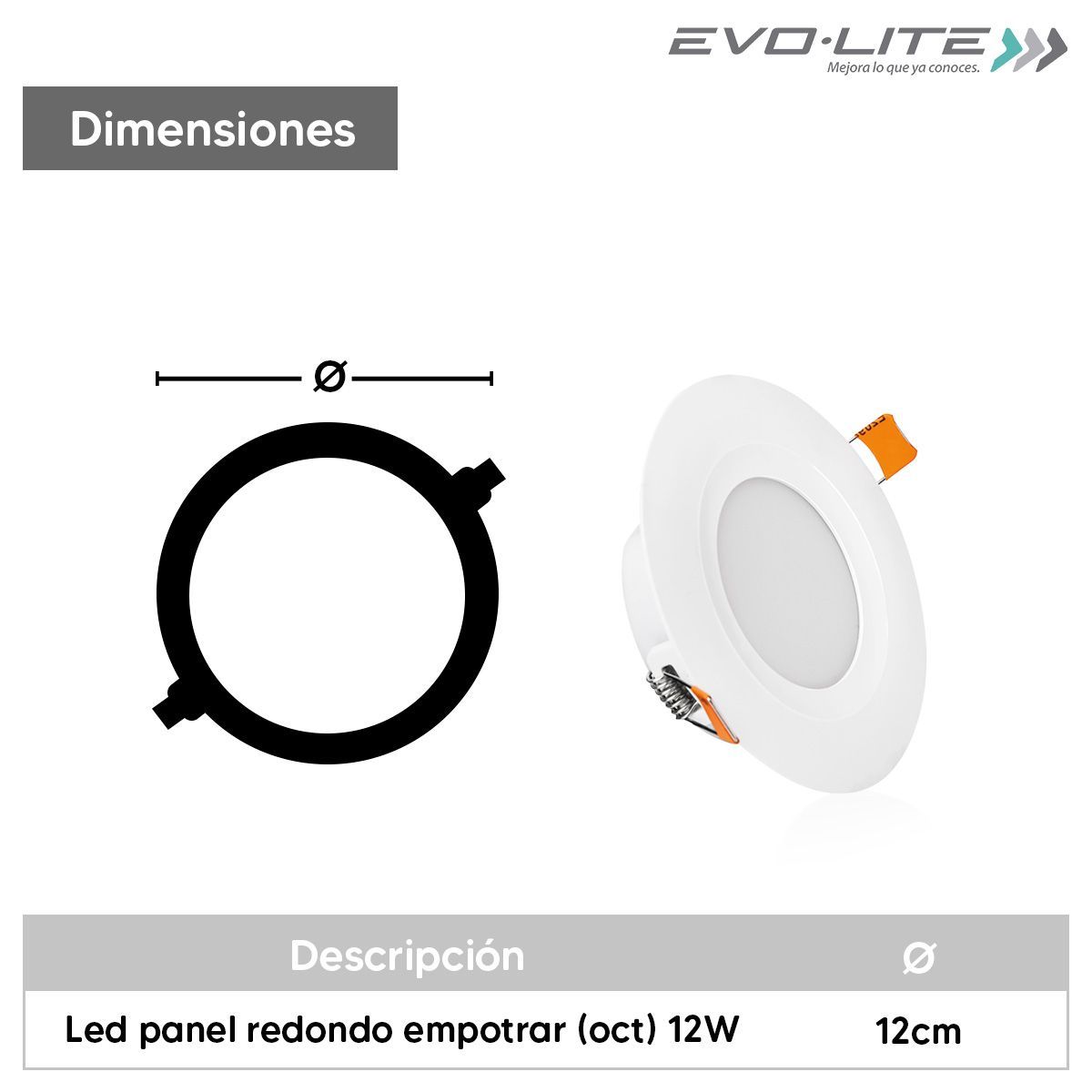 EVOLITE - Octogonal led evolite 12w empotrado CALIDO