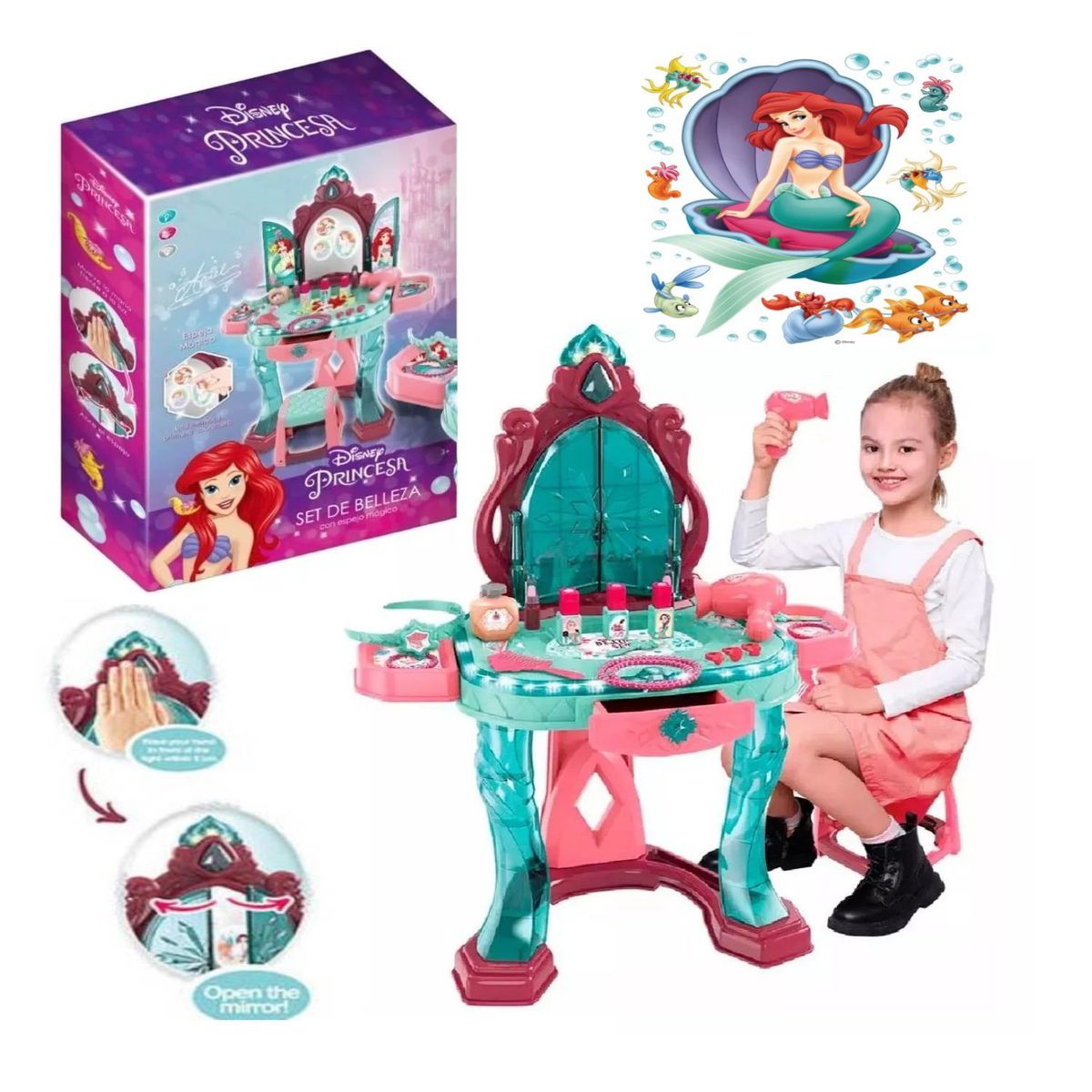 DISNEY - Centro Maquillaje Sensor de Mano Musical y Luces Sirenita