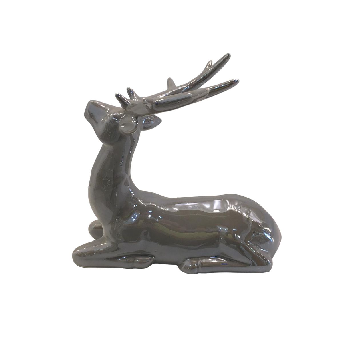 CONCEPT - Figura Decorativa Reno Sentado en Cerámica Gris