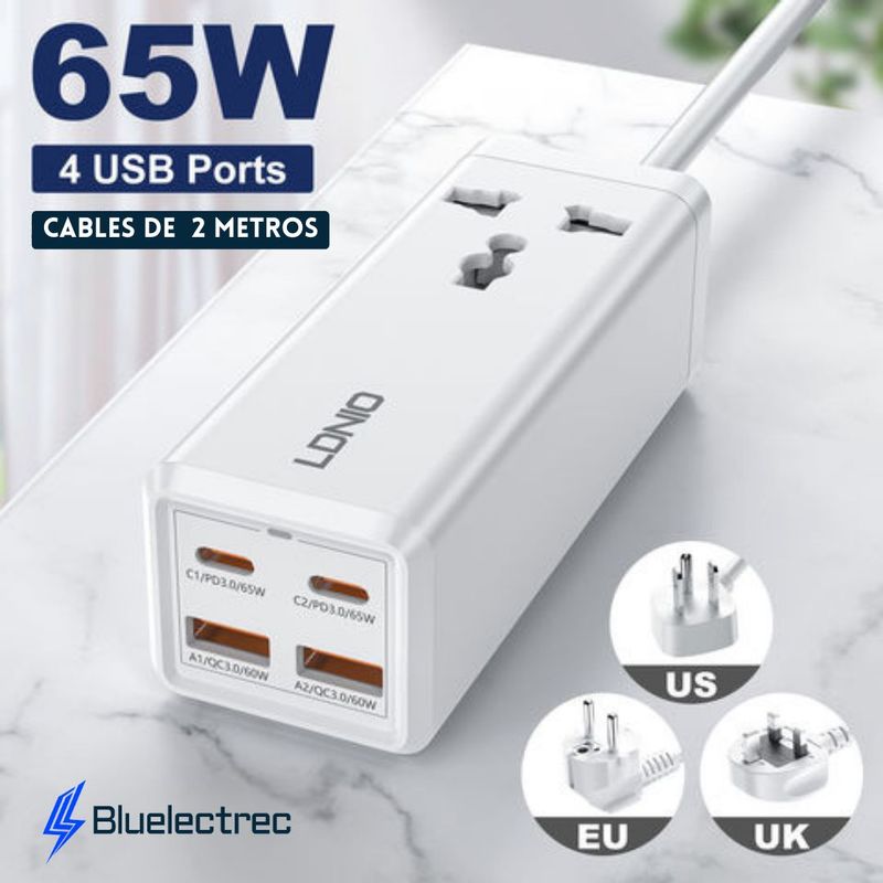 LDNIO - Mini enchufe portátil 65W SC1418 LDNIO