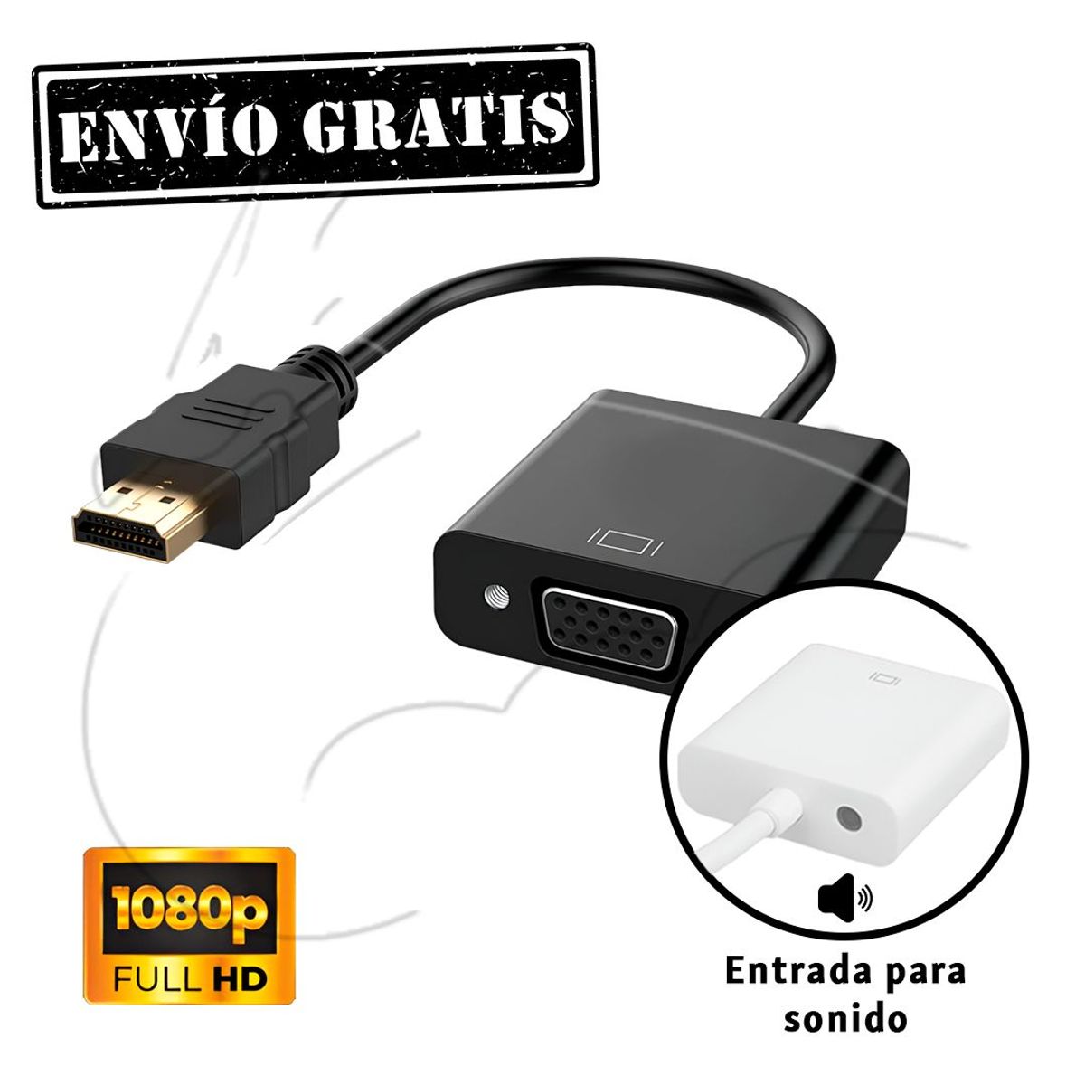 OEM - Adaptador Hdmi A Vga - Full Hd 1080p NEGRO