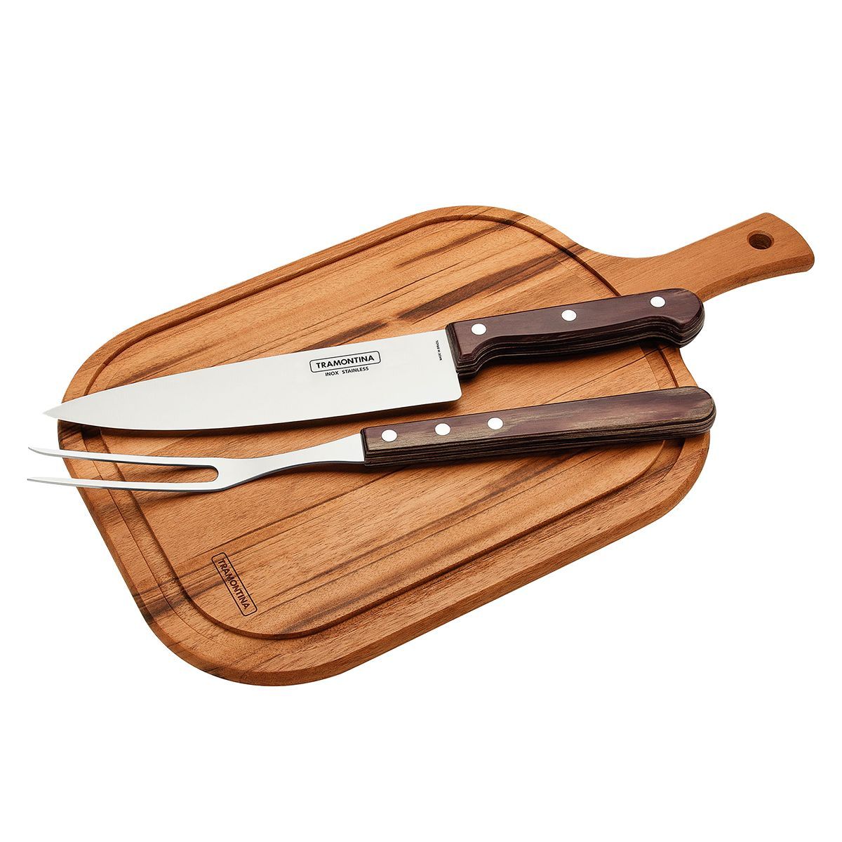 GRILLCORP - Kit para Asado Tabla  Cuchillo  Trinche