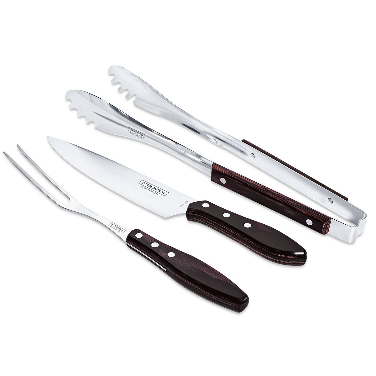 GRILLCORP - Set de utensilios Tramontina Cuchillo de 8 Trinche y Pinza
