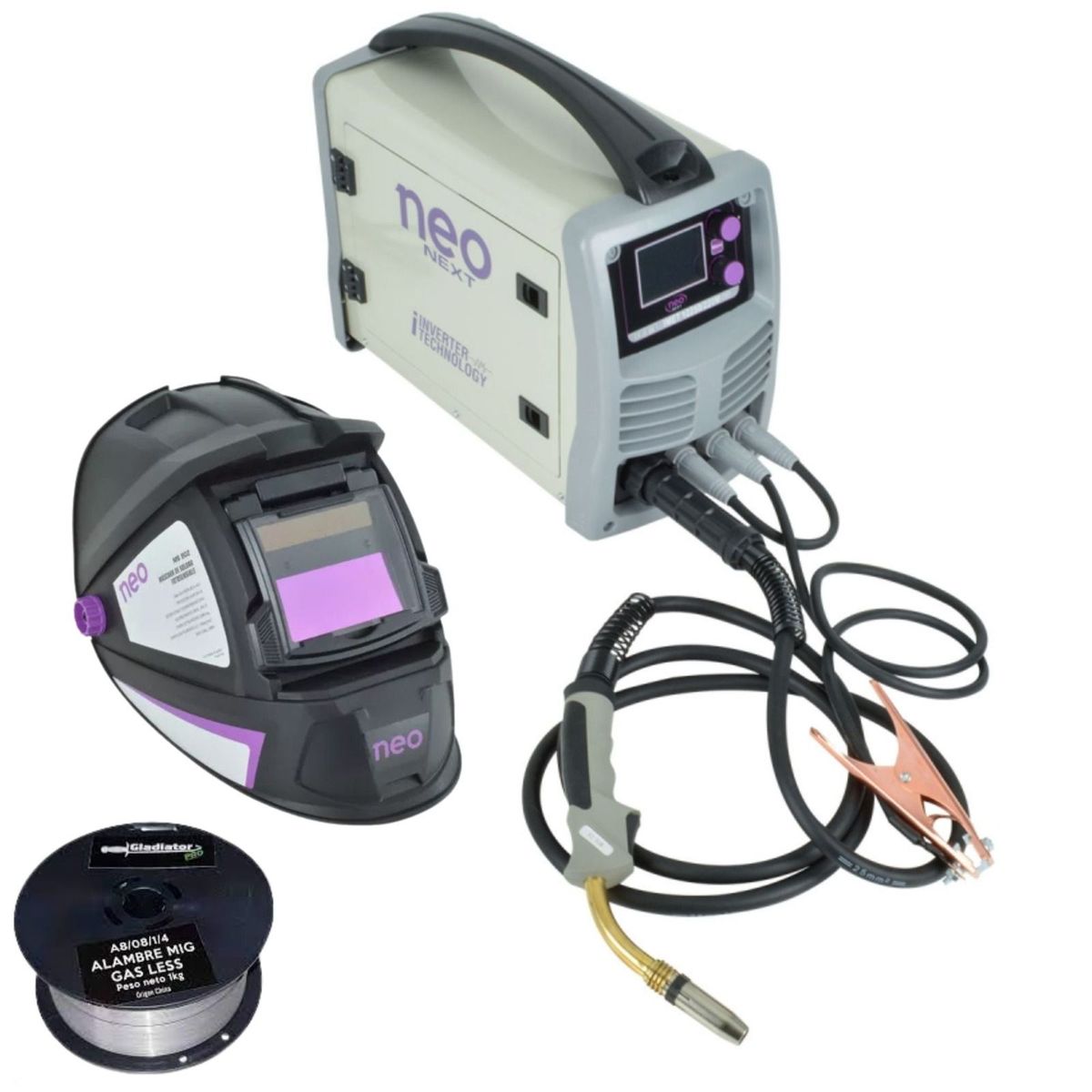 NEO - Combo Soldadora Sira - Alambre - Kit para soldar- Mascara