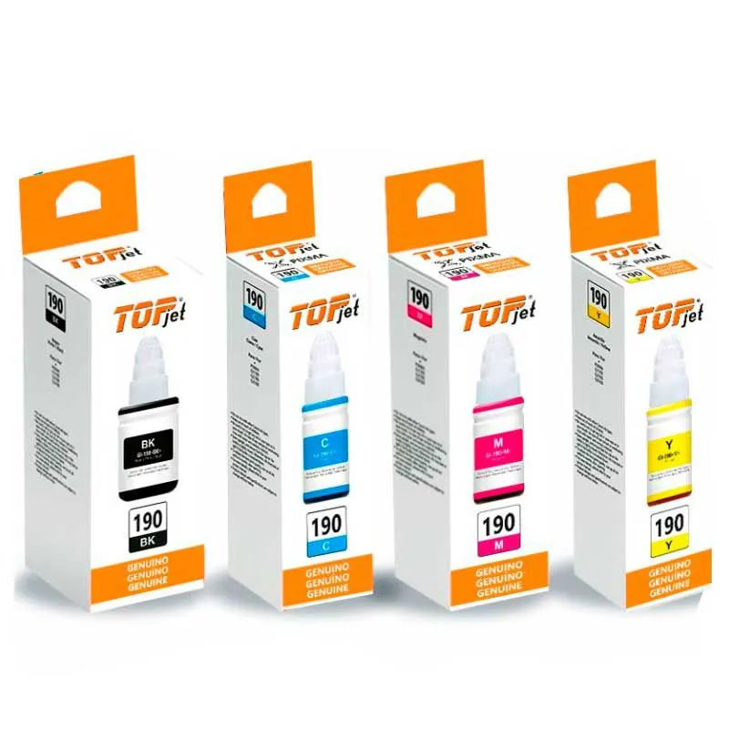 GENERICO - Set X4 Tinta Topjet Para Canon GI190 G2100 G31OO G4100 G2110 G3110