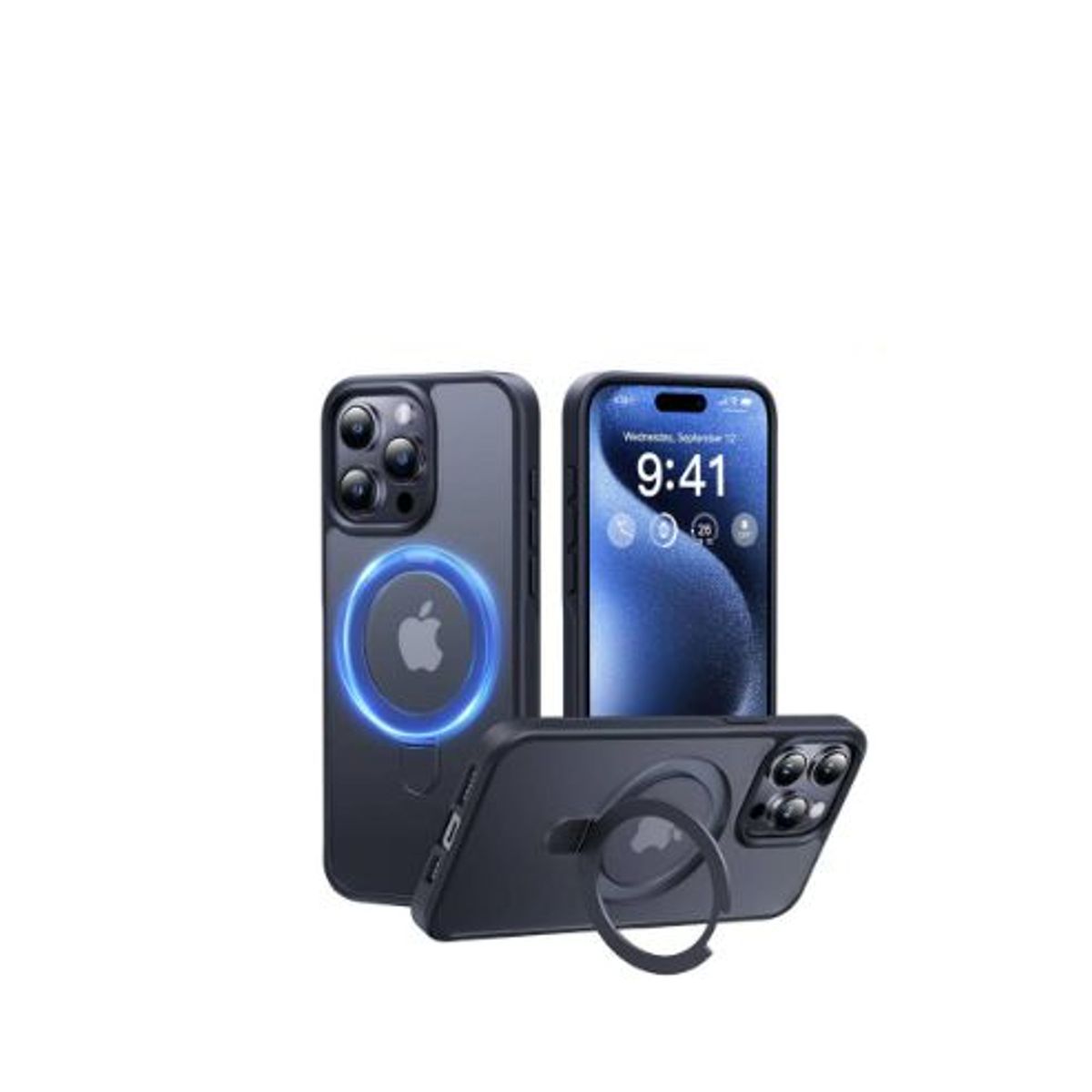 BASEUS - Funda iPhone 14 Pro Max-soporte giratorio de 360°MagSafe- Negro