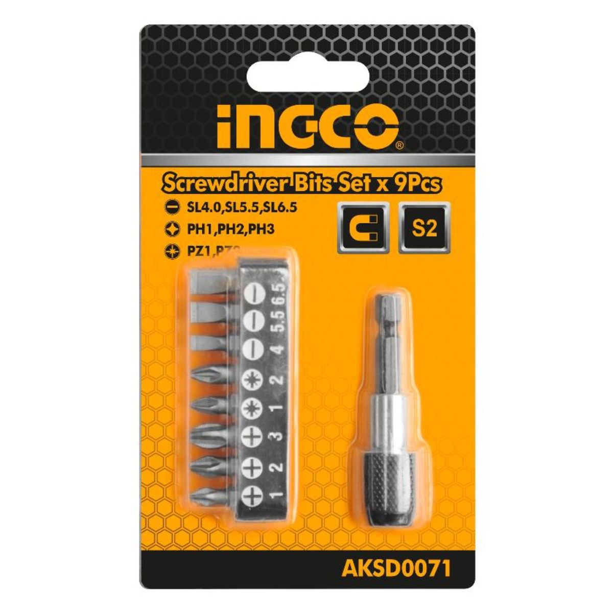 INGCO TOOLS - Juego de adaptador y puntas 9 piezas para Taladro Ingco AKSD0071