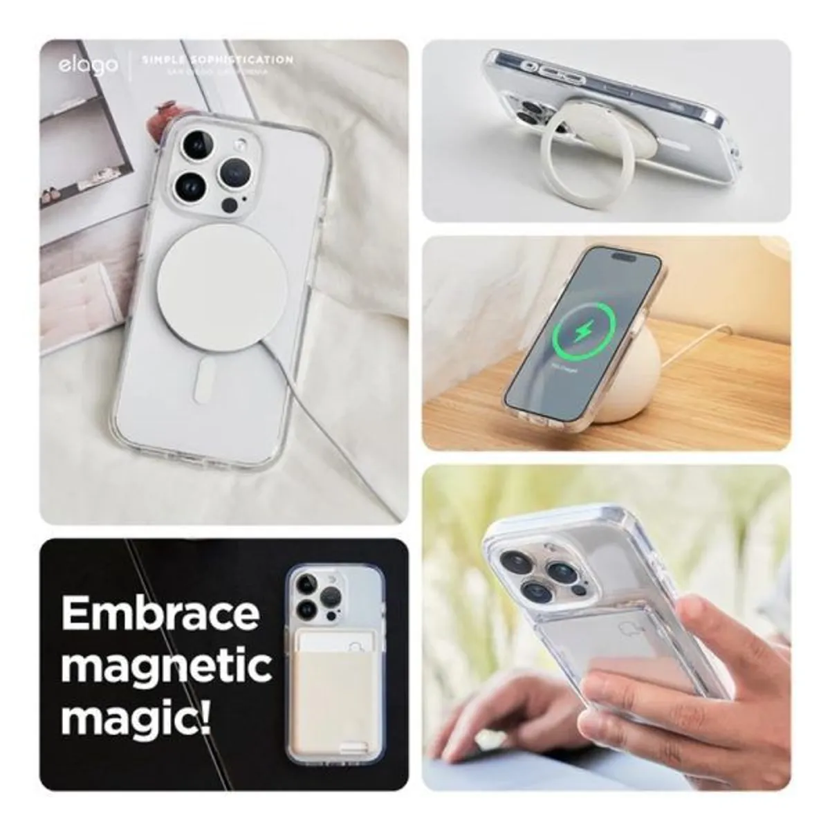 BASEUS - Funda iPhone 15 Pro -soporte giratorio de 360°MagSafe- Transparnte