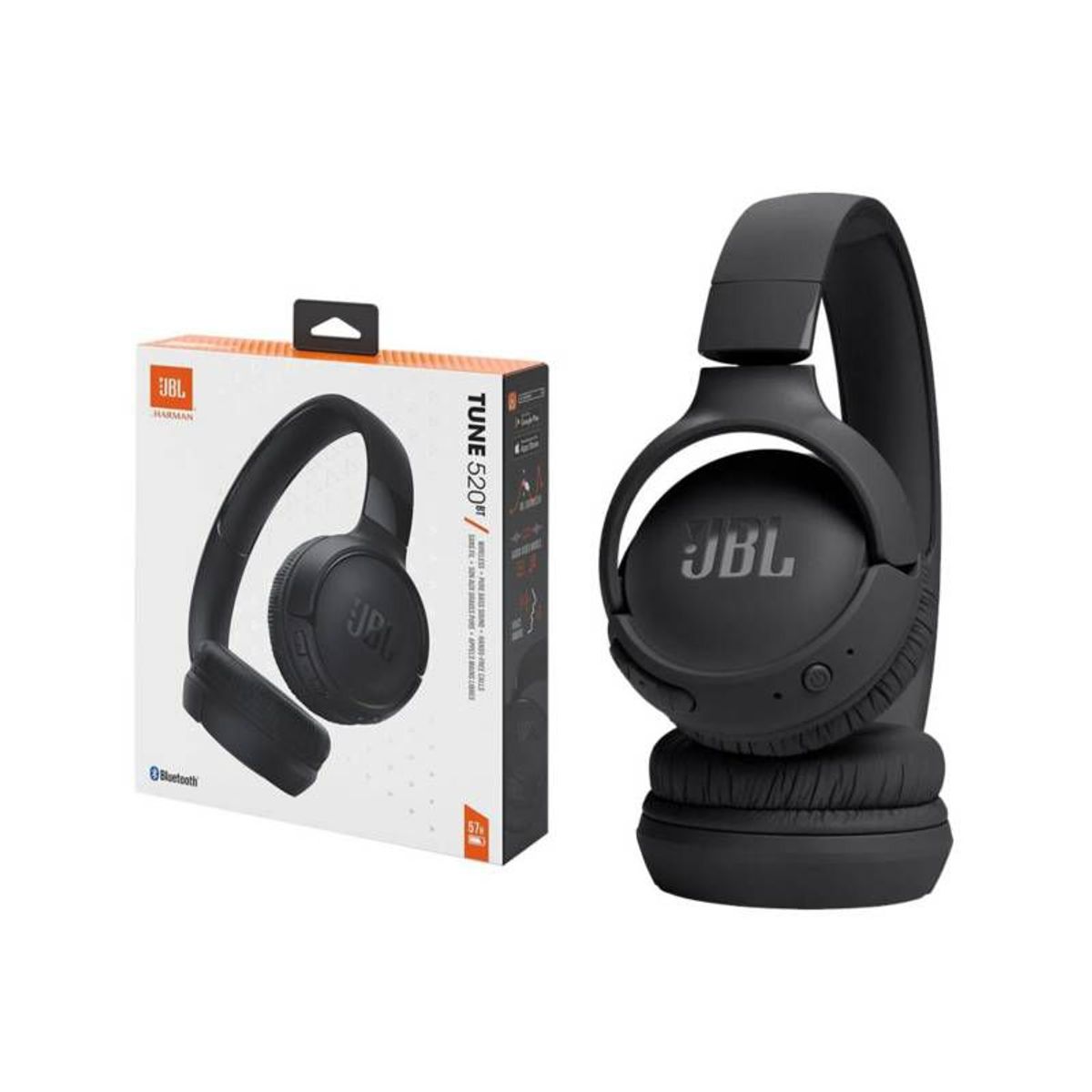 JBL - AUDIFONOS JBL TUNE 520 BT COLOR NEGRO - 57 HORAS