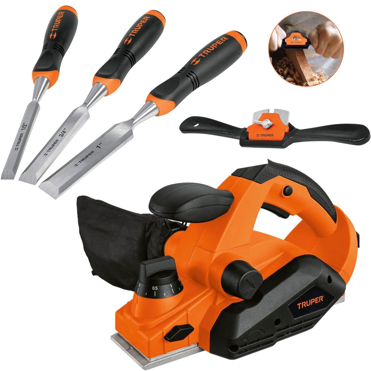 TRUPER - cepillo garlopa eléctrico para carpintero cuchilla de vuelta formones