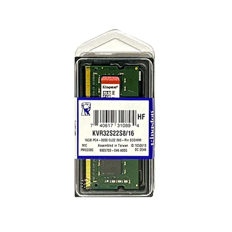 KINGSTON - MEMORIA RAM SODIMM KINGSTON VALUERAM 16GB DDR4 P/N:KVR32S22S8/16