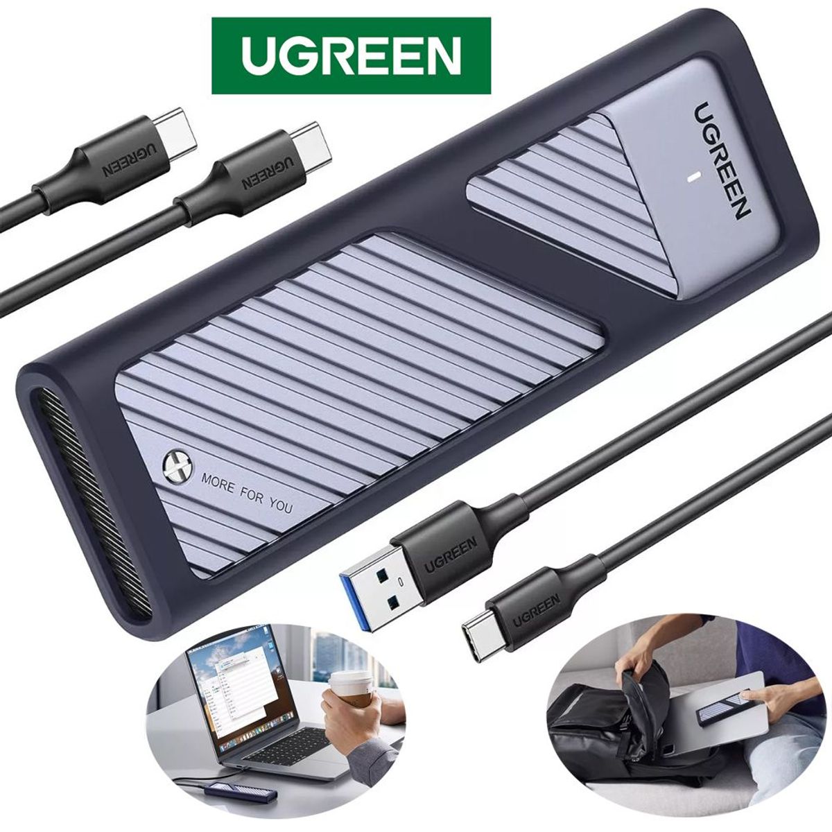 UGREEN - Forro Case Para M.2 Nvme / sata UGREEN 10gbps Usb C, Usb 3.2 Gen 2