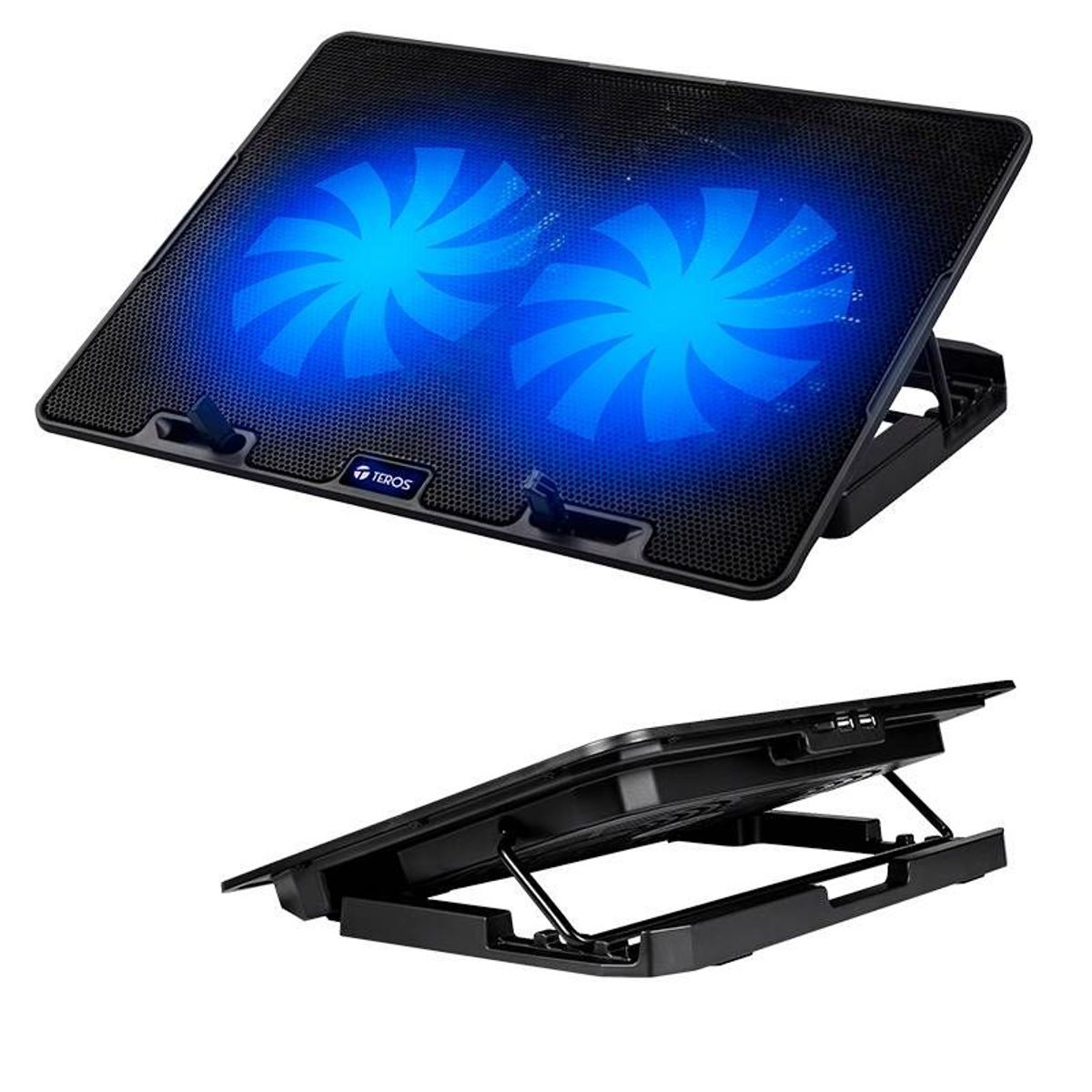 TEROS - COOLER PARA LAPTOP TEROS CON DOBLE VENTILADOR Y DOBLE PUERTO USB