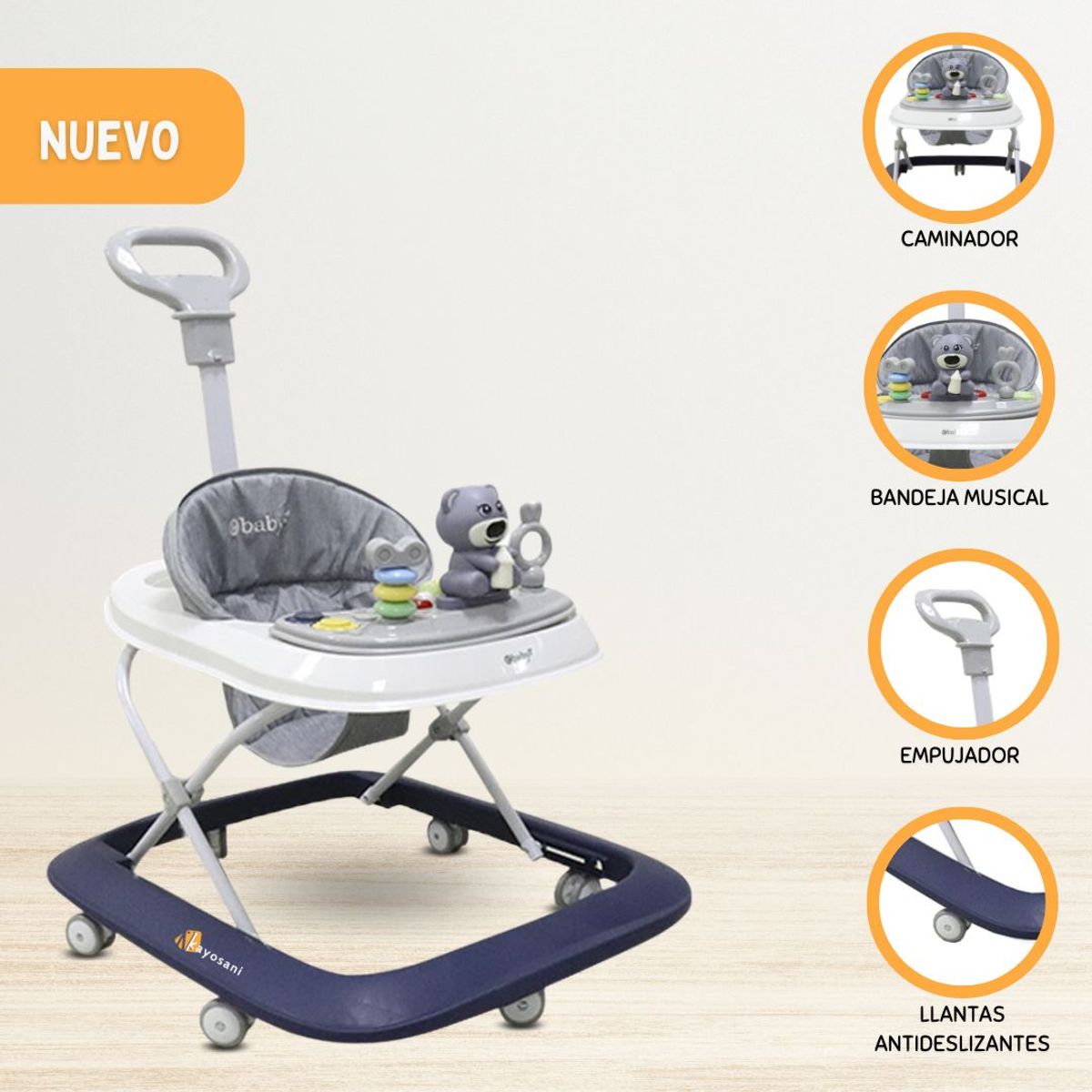 EBABY - Andador Musical Didáctico para Bebés «VARI» Blue