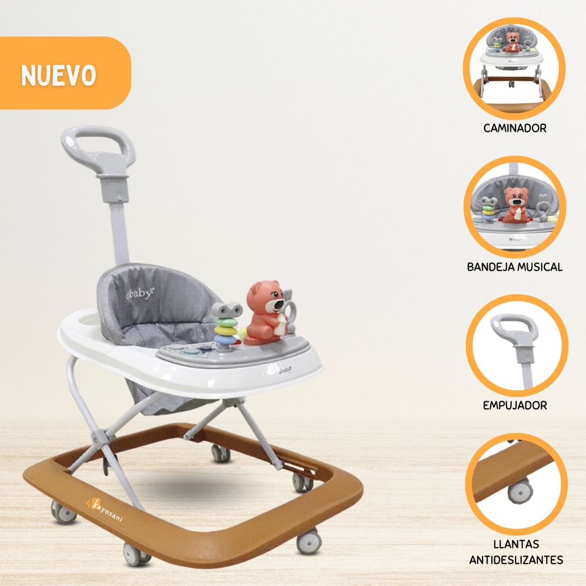 EBABY - Andador Musical Didáctico para Bebés «VARI» Brown