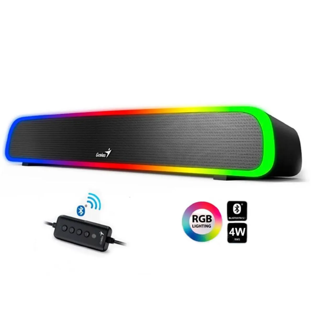 GENIUS - PARLANTE GENIUS SOUND BAR 200BT RGB BT LINE-IN USB-POWER BLACK