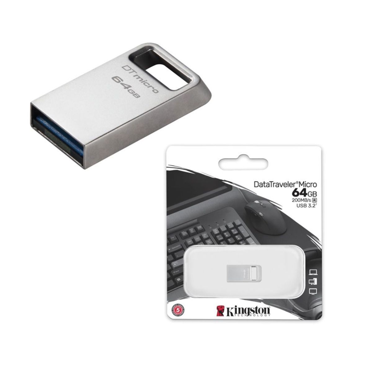 KINGSTON - Memoria Usb Kingston DataTraveler Micro 64GB Ultrapequeño Metal