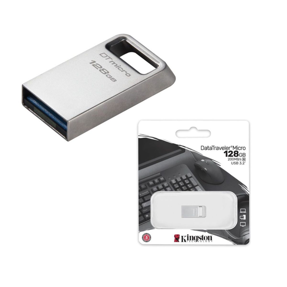 KINGSTON - Memoria Usb Kingston DataTraveler Micro 128GB Ultrapequeño Metal