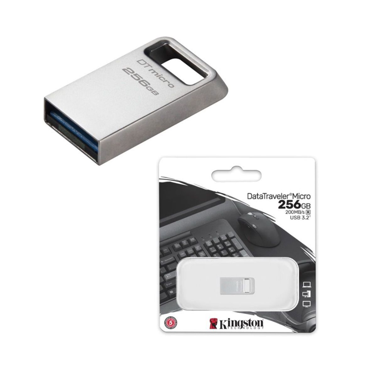 KINGSTON - Memoria Usb Kingston DataTraveler Micro 256GB Ultrapequeño Metal