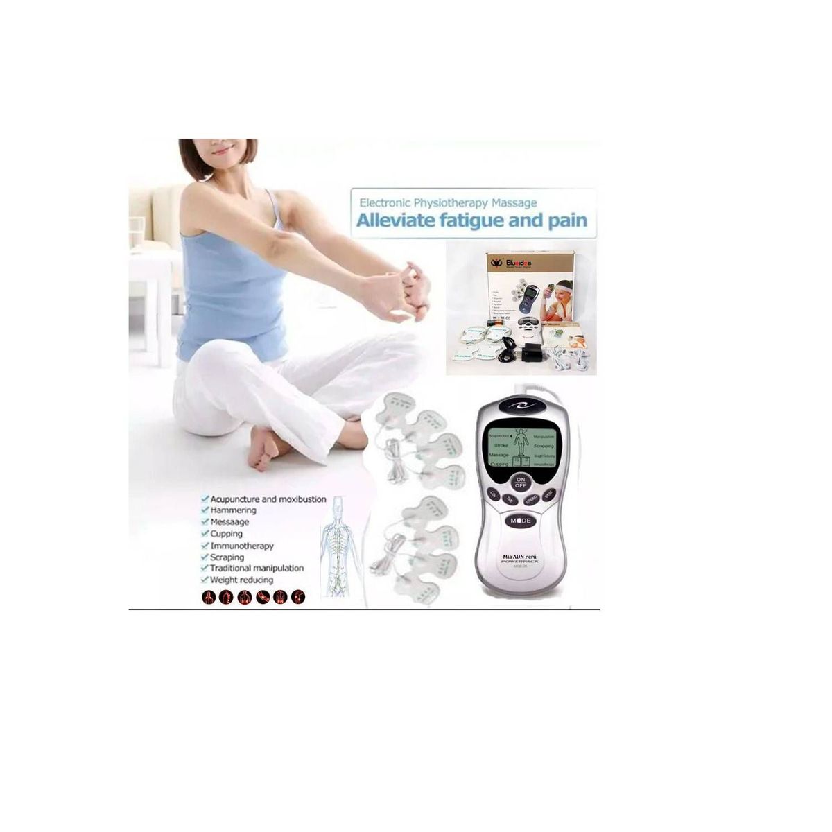 GENERICO - Electro Masajeador terapia digital + 8 electrodos