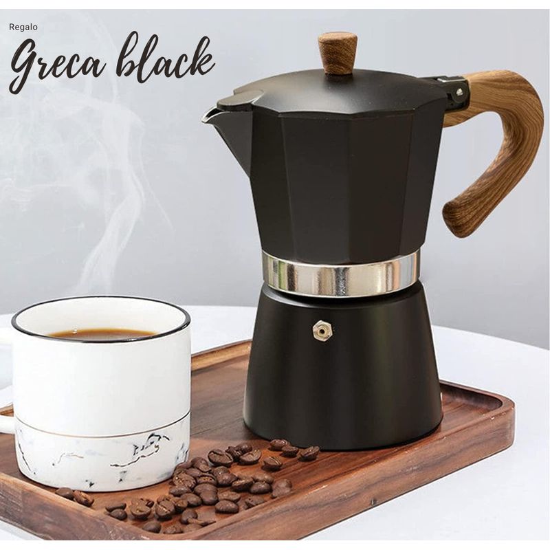 GENERICO - Cafetera Moka italiana negra vintage 6tz