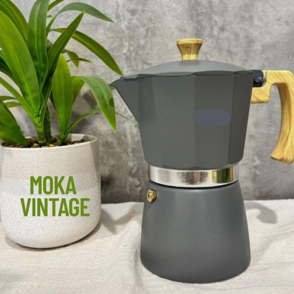 GENERICO - Cafetera Moka italiana gris vintage 6tz