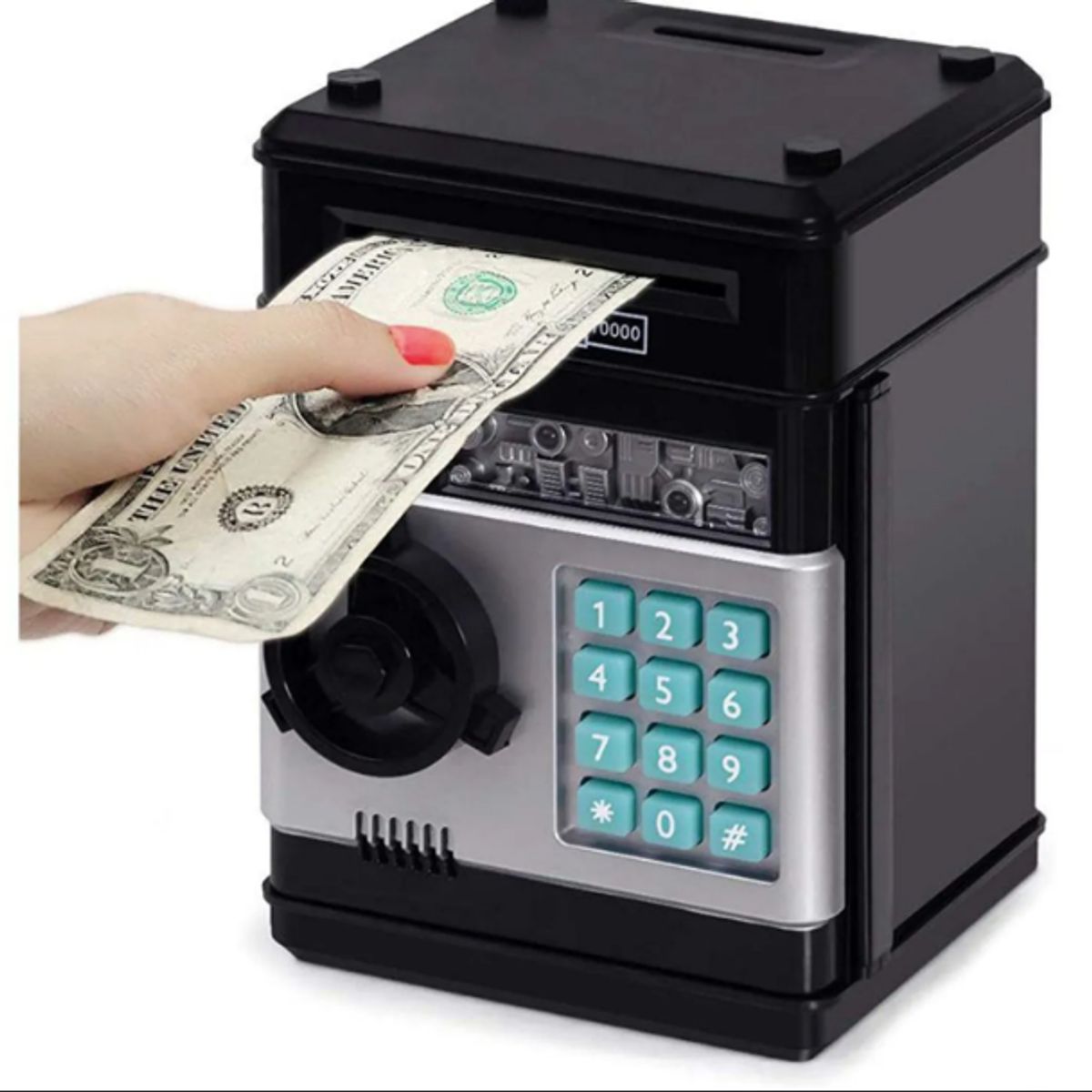 GENERICO - Alcancía caja fuerte electrónica de monedas y billetes negro