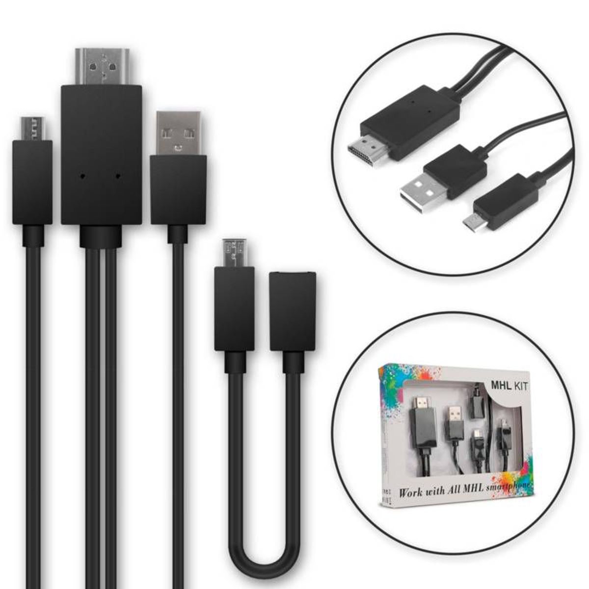GENERICO - Cable Mhl Micro Usb A Hdmi Kit Para Smartphone
