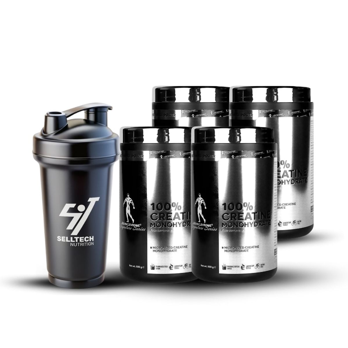 KEVIN LEVRONE - Creatinas Kevin Levrone de 500gr 4unid - Creatinas Monohidratada + Shaker