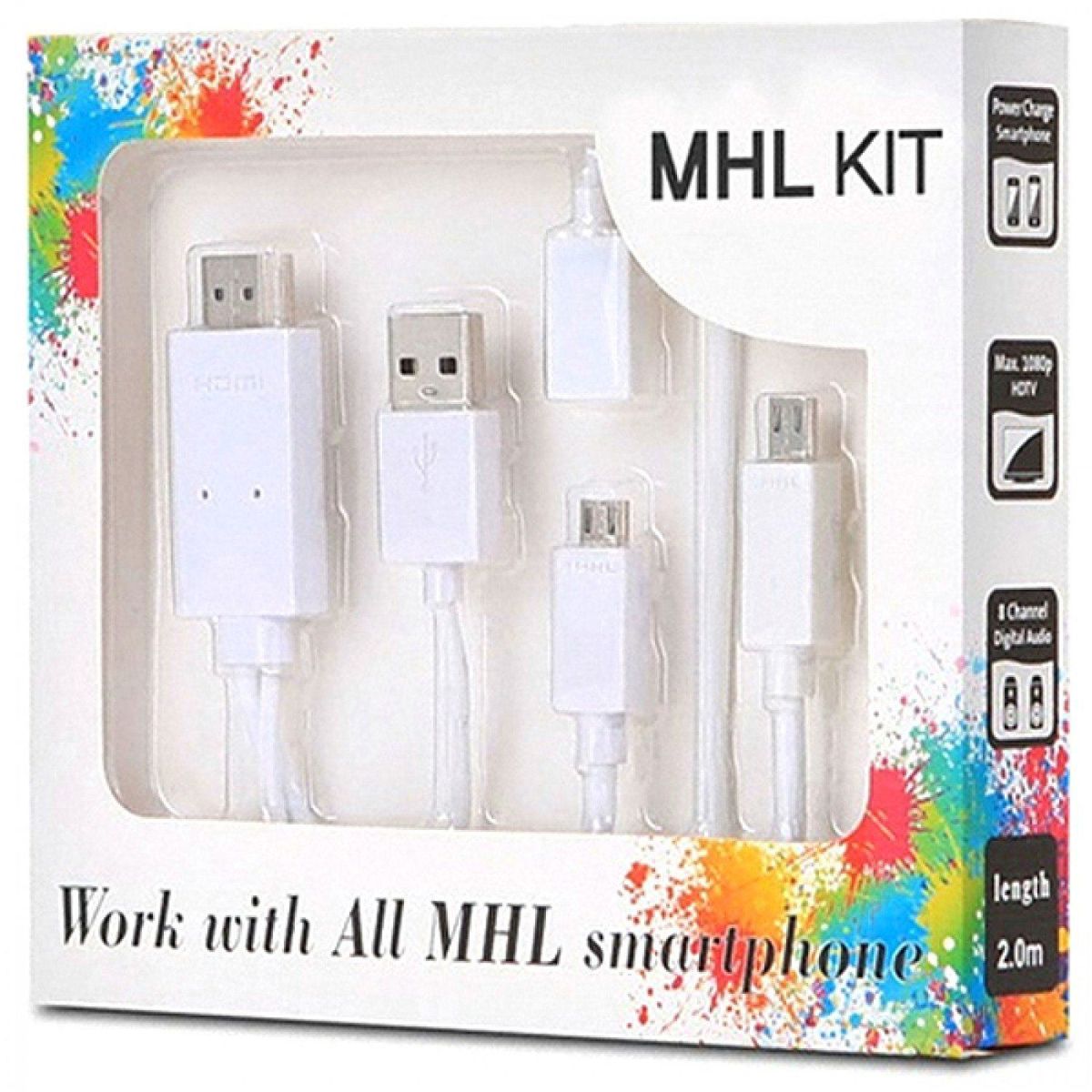 GENERICO - Cable Mhl Micro Usb A Hdmi Kit Para Smartphone