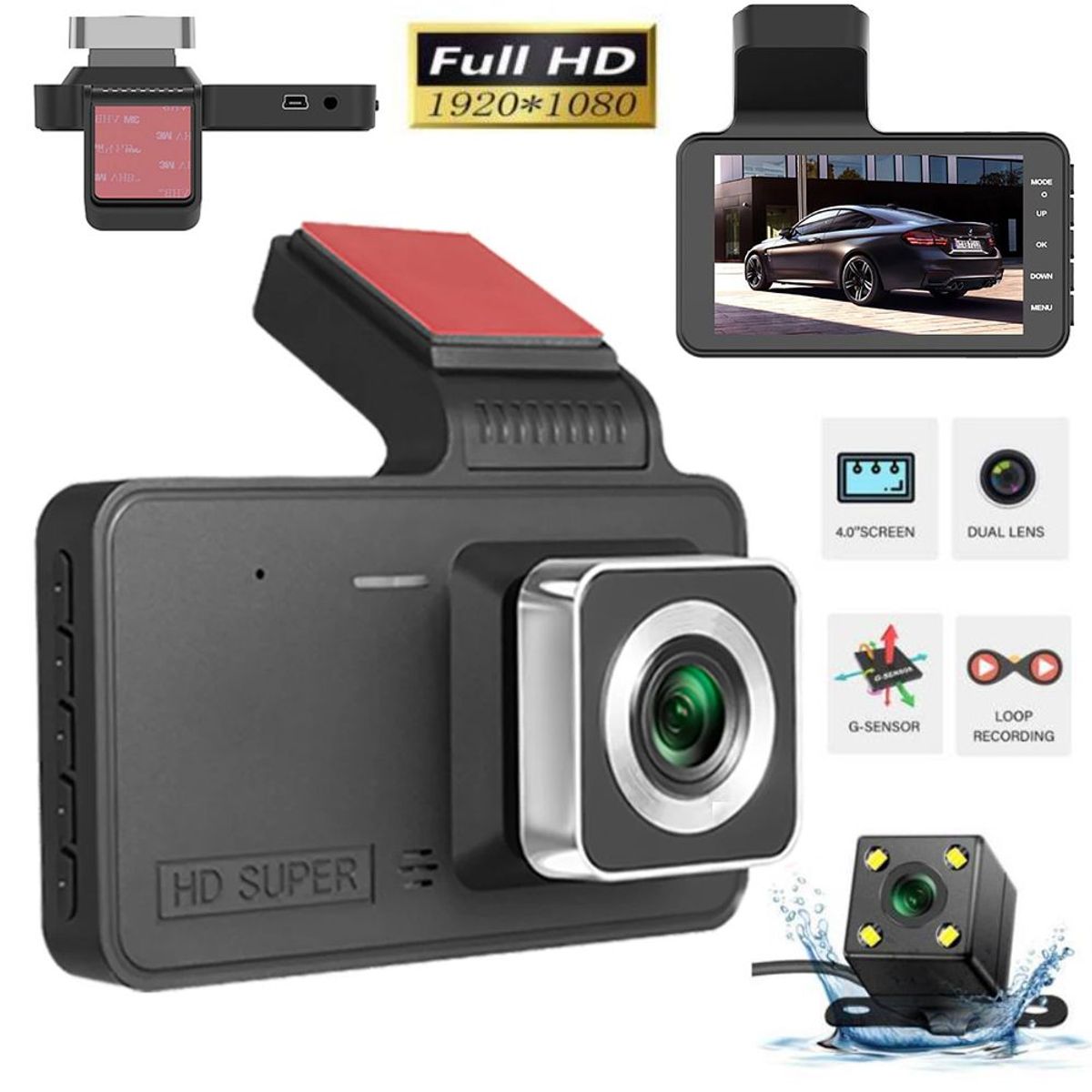 GENERICO - Camara Auto Y Retroceso 2 camaras DVR dual Cámara para carro full hd