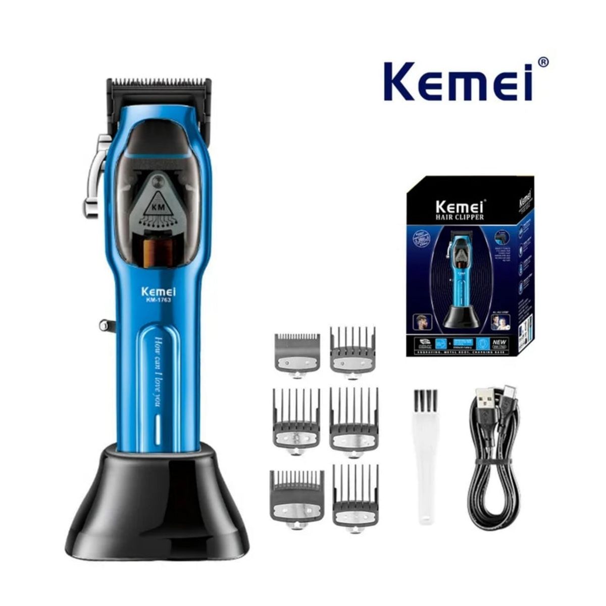 KEMEI - Combo profesional Kemei cortadora km-1763 y patillera km-2299