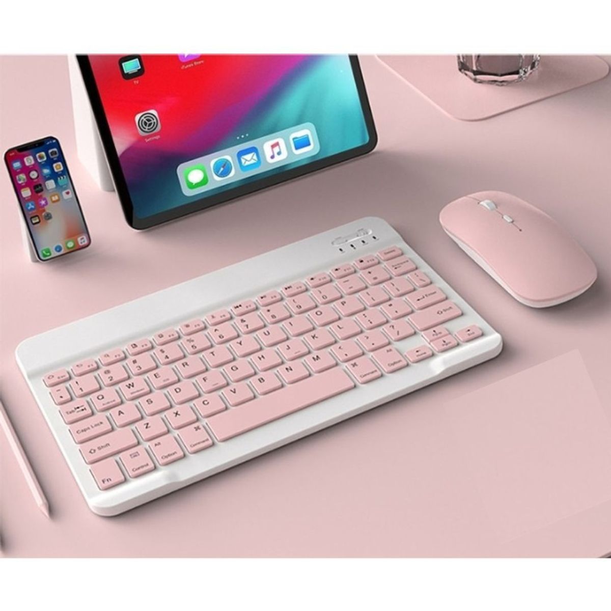 GENERICO - Teclado y mouse Bluetooth ultra fino Rosado