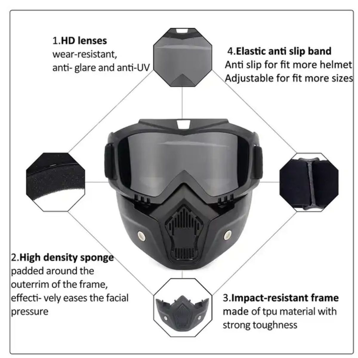 GENERICO - MASCARA JET GAFAS DESMONTABLE Y FILTRO DE BOCA - COLOR1