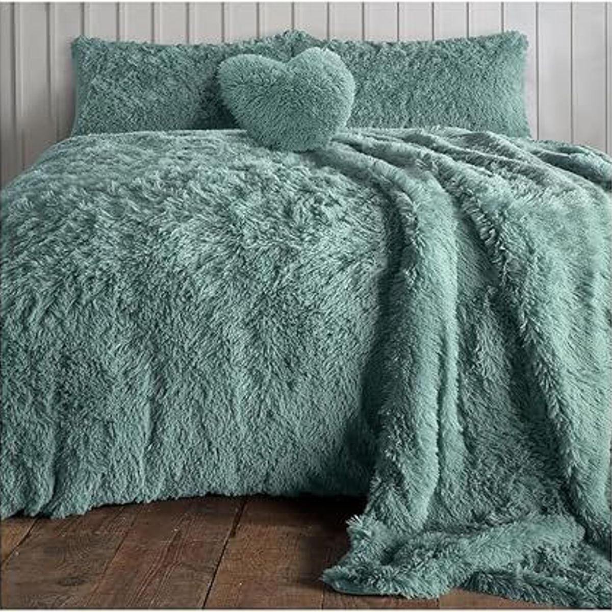 GENERICO - funda de almohada peluche corto 50cmx90cm VERDE CEMENTO