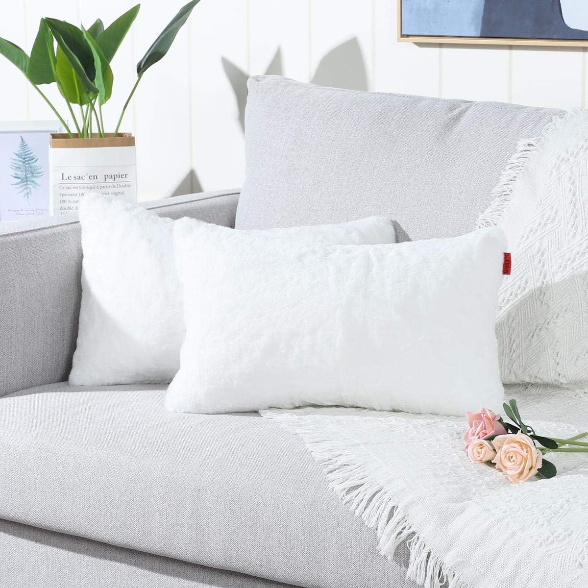 GENERICO - funda de almohada peluche corto 50cmx90cm BLANCO